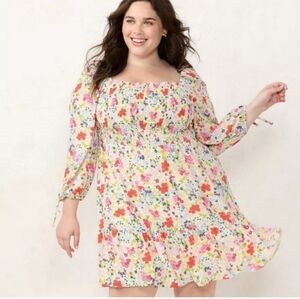 LC Lauren Conrad Multicolor Floral Long Sleeve Dress